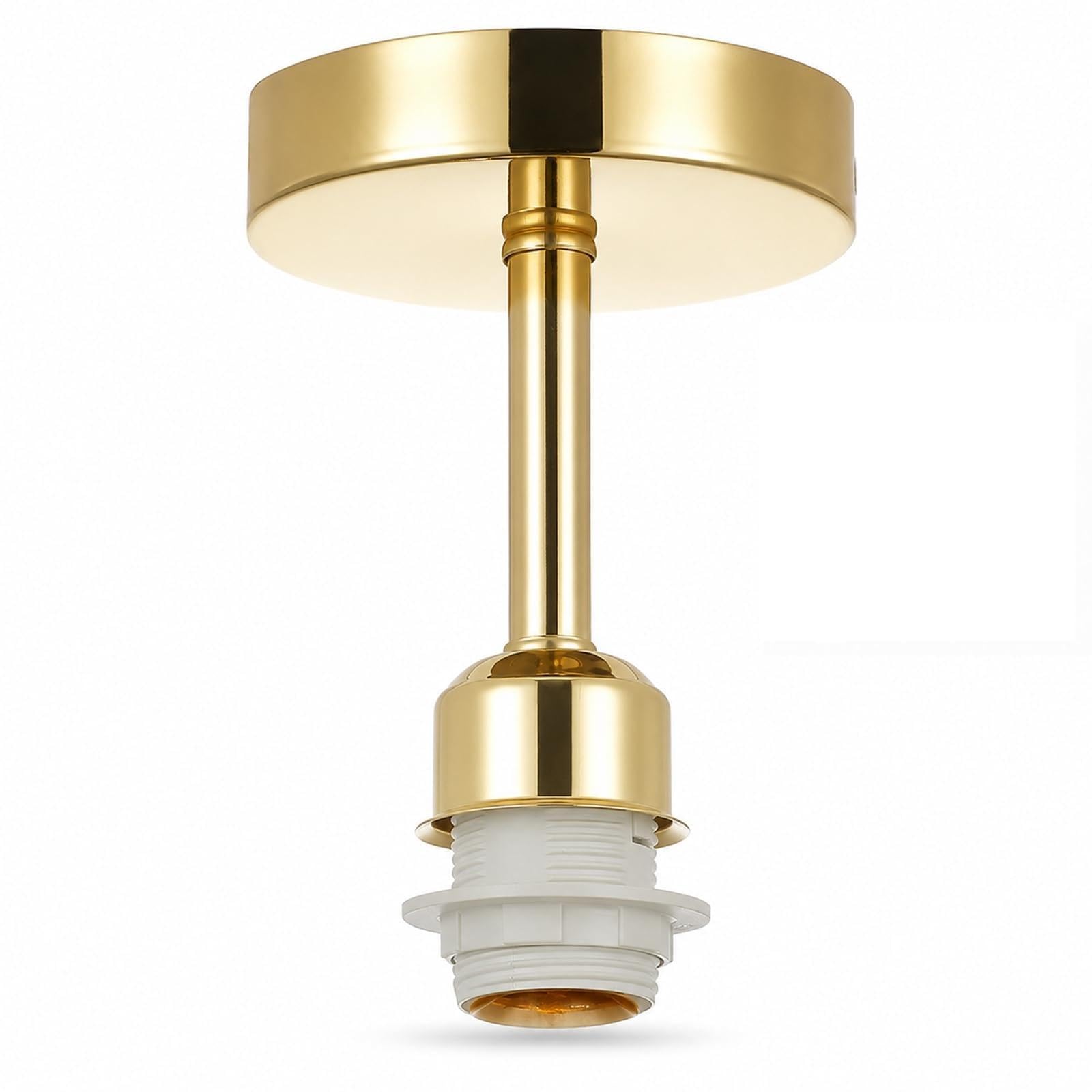 Joalpysm Ceiling Light Fitting with E27 Screw Bulb Holder Screw Bulb Holder with Ceiling Rose, Ideal for Lamp Shades, Pendant Lights, DIY Home Renovation & Vintage Decor (Gold)