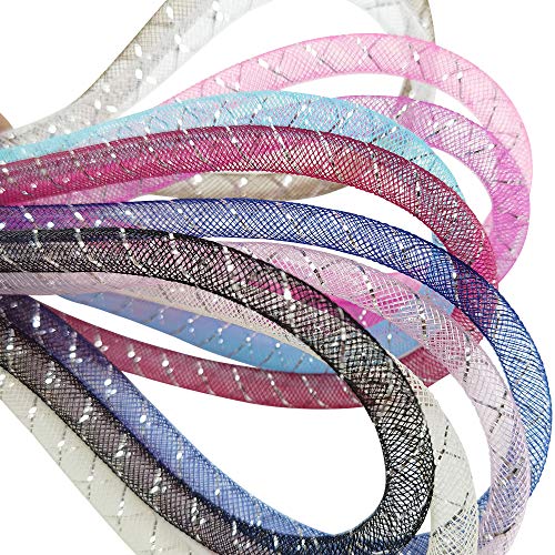 Chenkou Craft Assorted 13 Colors 26Yards Solid Mesh Tube Deco Flex for Wreaths Crafts (Mix, 3/8