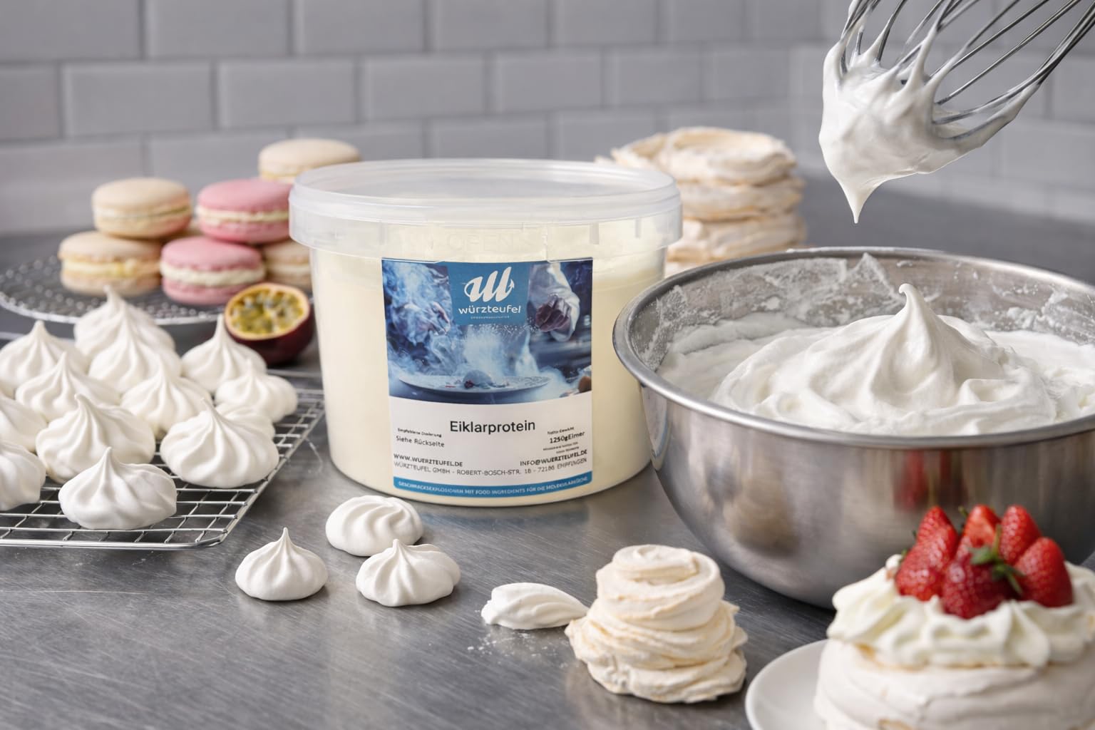 Eiprotein Pulver – 100% reines Hühner-Eiweiß - sprühgetrocknet - aus Bodenhaltung – Eiweißkonzentrat für Backen & Kochen – tierisches Protein – 1,25kg PE-Eimer