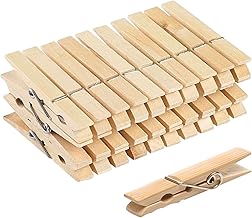 Pack of 36 Wooden Clothes Pegs, Strong Laundry Clips for Washing Lines, Art Crafts and Photo Hanging