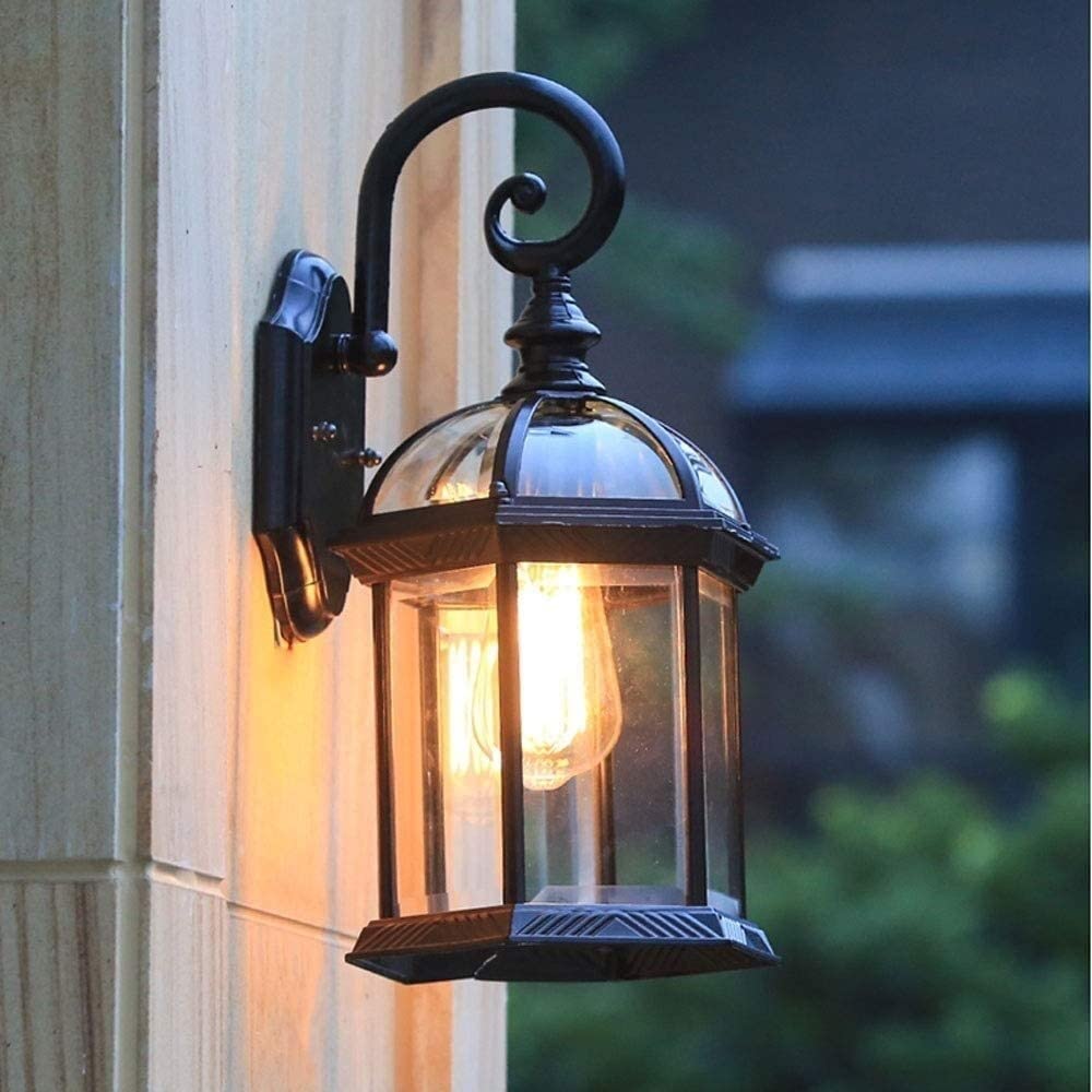 Applique Murale Extérieure Traditionnelle E27 Noir Satiné Avec Détecteur De Mouvement - Lanterne De Sécurité Élégante Pour Jardin, Terrasse Et Balcon
