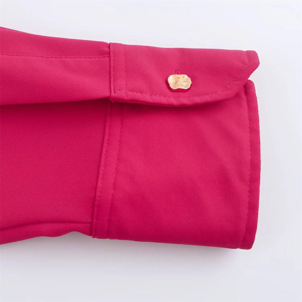Camisas de vestir para mujer, holgadas, informales, simples, con pecho dorado, blusas de manga larga con solapa