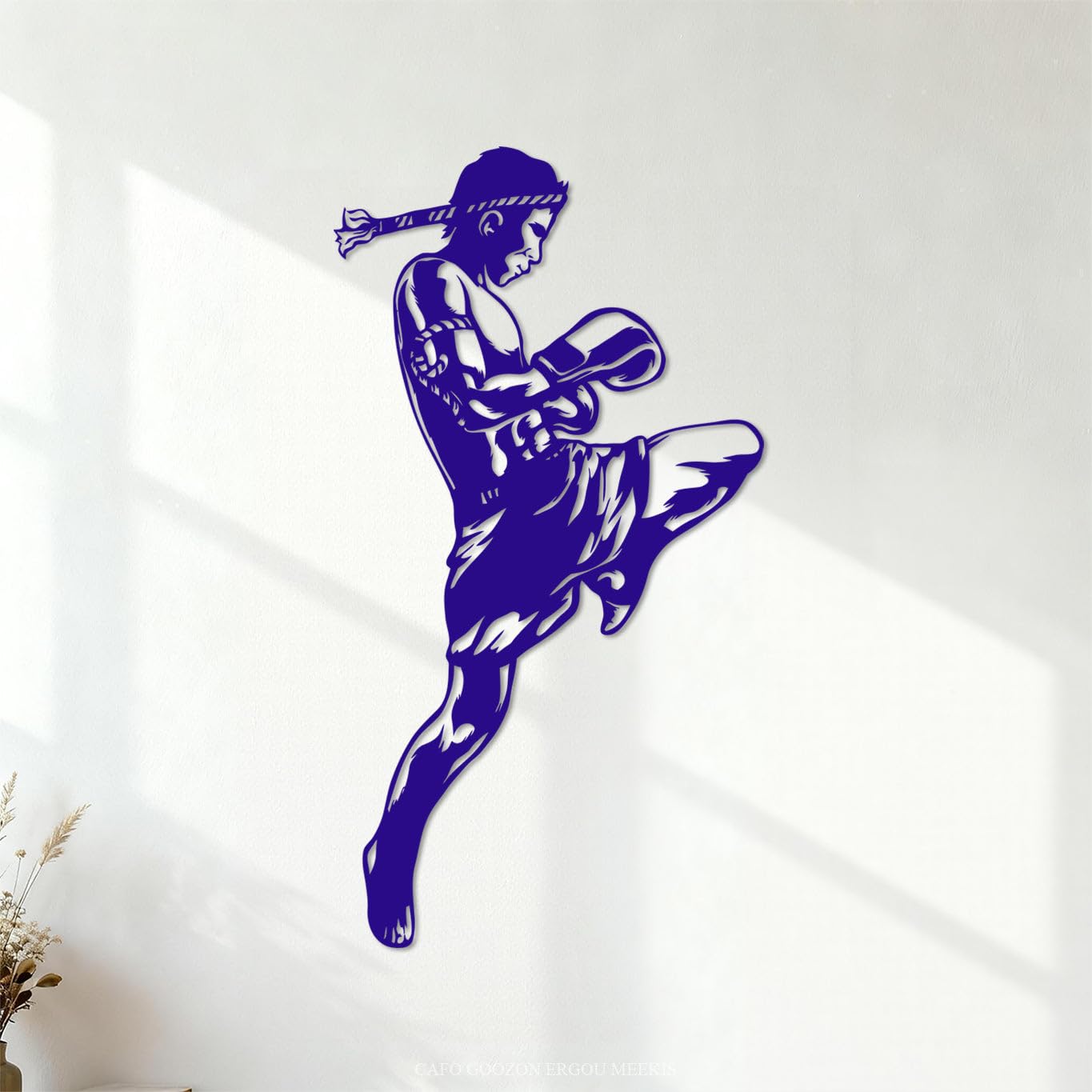 Muay Thai Boxing MMA Fighter Martial Arts Sports Wall Decals Paster Paper 54x100.7cm Window Decals DarkBlue