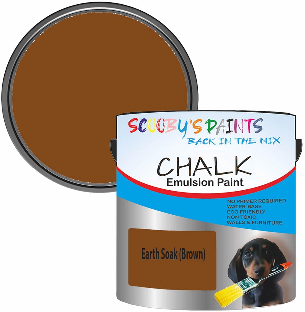 Scooby's Paints Chalk Emulsion Paint, Water-Based, No Primer Required, 250ml, For Walls and Furniture (Earth Soak (Brown)) — image 1