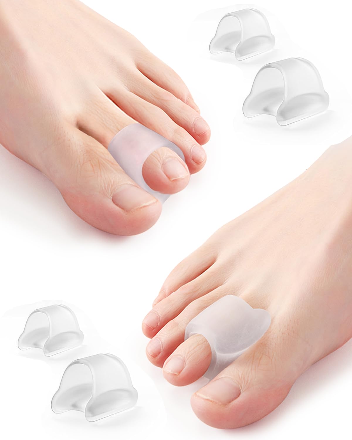 PGRODE 10Pcs Hammer Toe Corrector Straighteners, Bunion Spacer Separators for Women and Men Curled Toes, Crooked, Claw, Hammertoe, Gel Toe Splints for