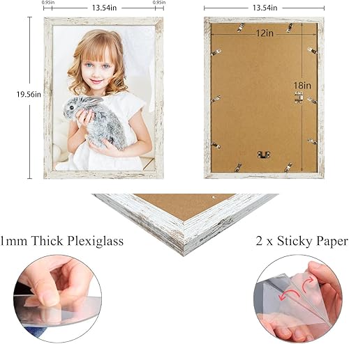 Vista 85 de Capcillin Juego de 2 portarretratos de 11 x 17 pulgadas, patrón de madera, color marrón rústico, para montaje en pared, plexiglás, ideal