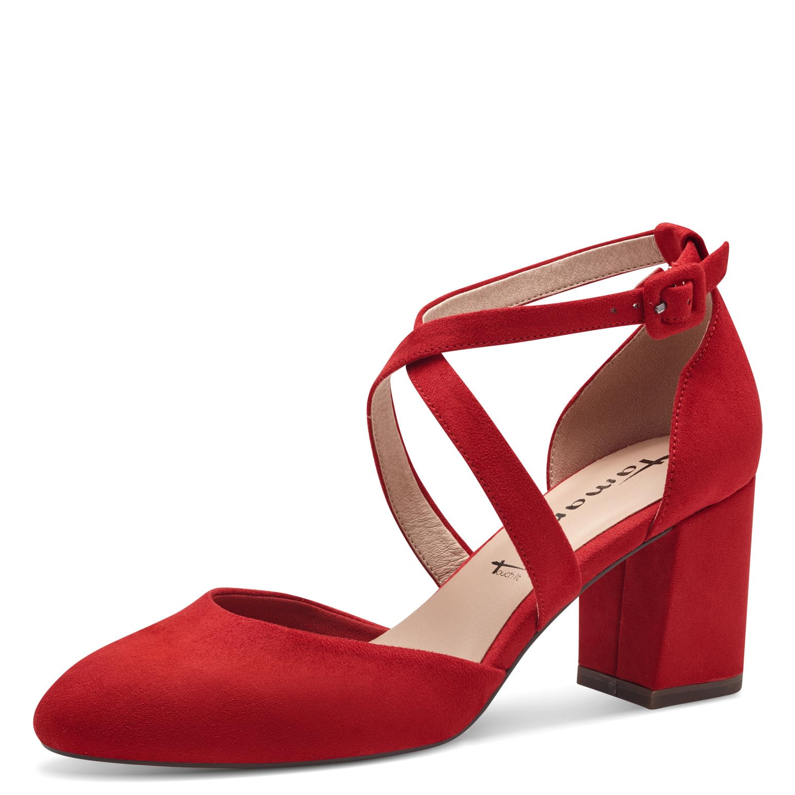 Tamaris Damen Pumps Textil Blockabsatz Vegan; RED