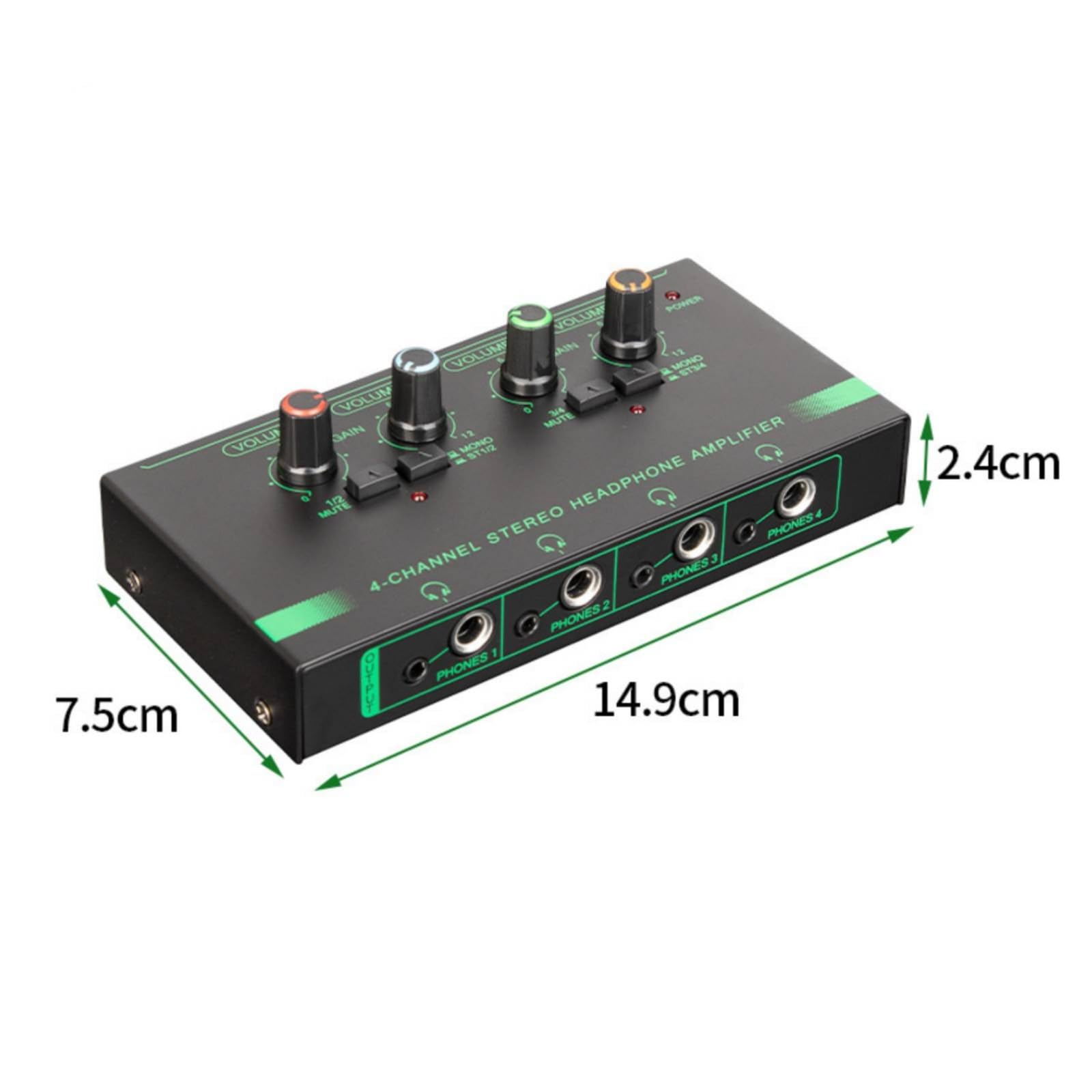 Amplificatore Cuffie a 4 Canali in Metallo Distributore Cuffie Portatile per Podcaster, Fonici, Sala Prove