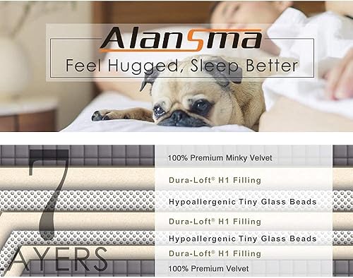 Miniatura 7 de ALANSMA - Manta con peso reversible para todas las estaciones, abrigada y fresca, tela minky de terciopelo de lujo, para disfrutar dormir en