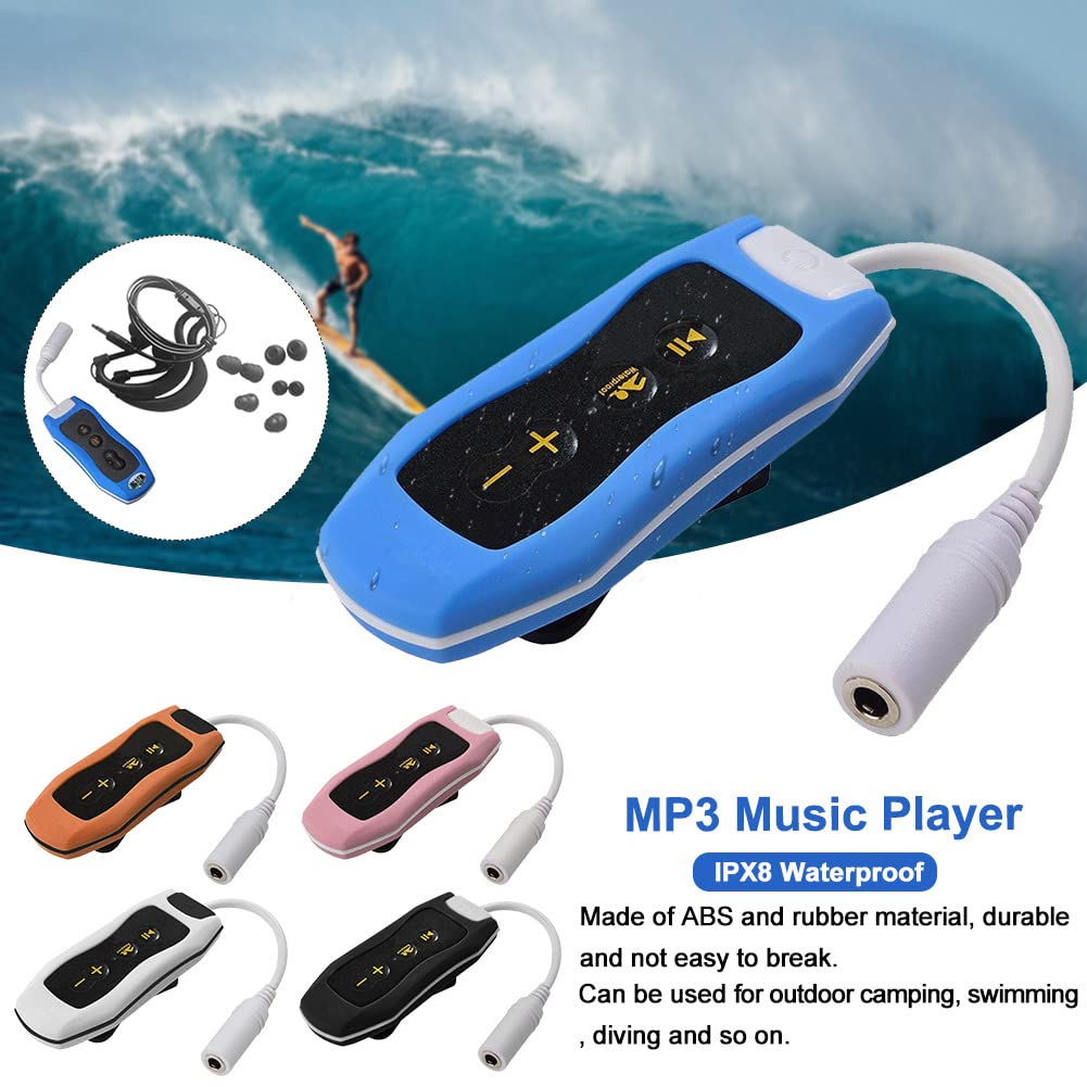 Lecteur MP3 portable étanche IPX8 radio FM rechargeable USB Orange