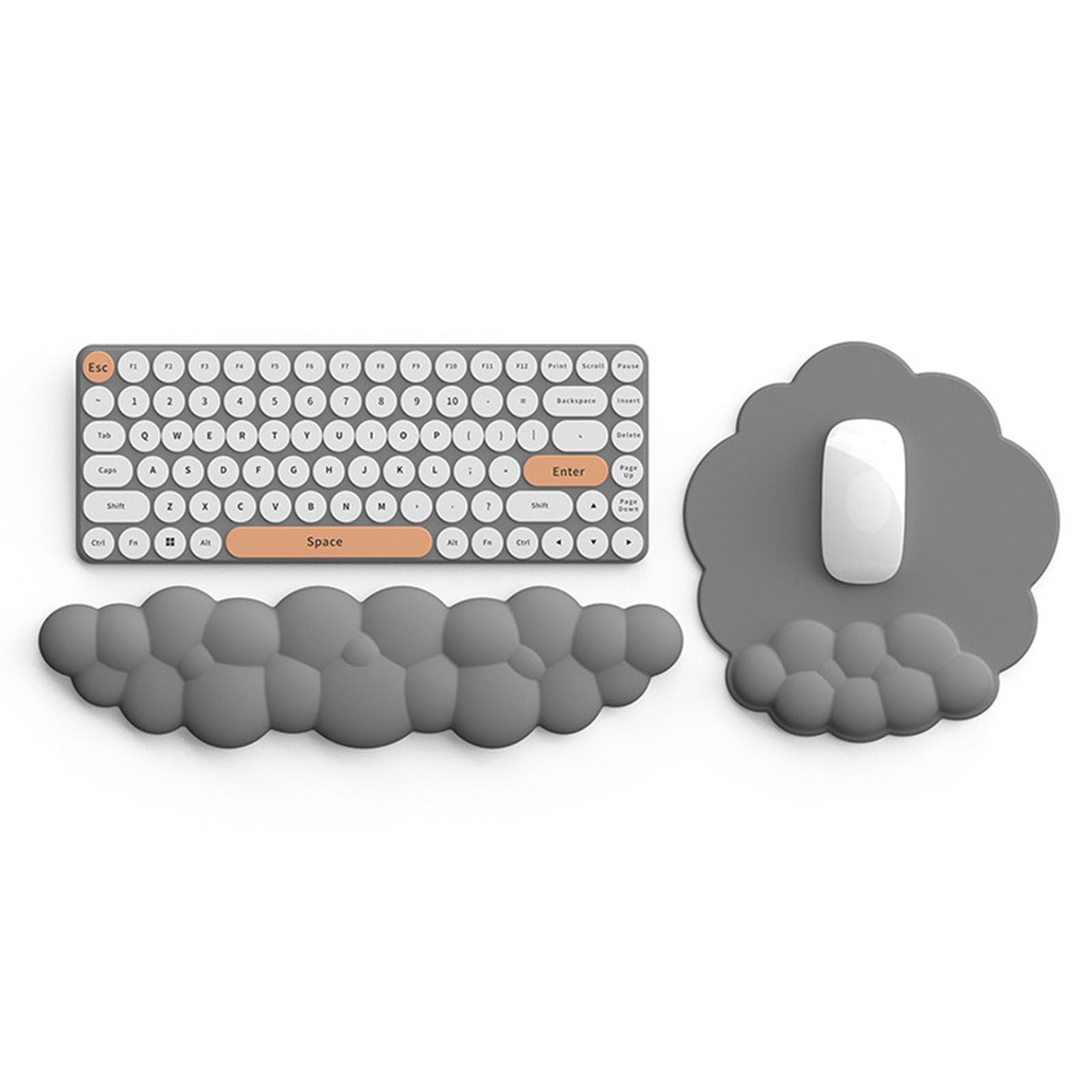 Poggiapolsi a forma di nuvola in PU e base in gomma antiscivolo in memory foam per tastiera, tappetino per il mouse set