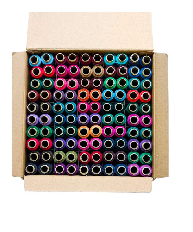 Vardhman Polyester Sewing Threads in Box H-192 (Multi-Coloured) - Set of 100 Pieces