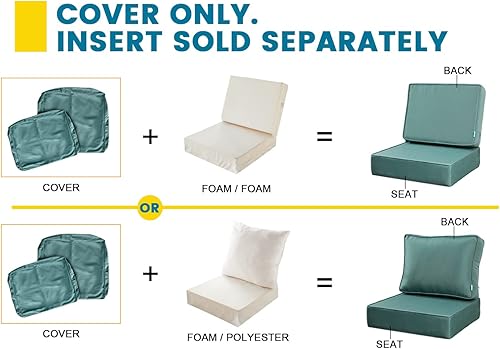Miniatura 6 de ARTPLAN Fundas de asiento profundo para exteriores, fundas para respaldo de asiento de patio, solo 24 x 24 x 6 pulgadas, 18 x 24 pulgadas, olefina,