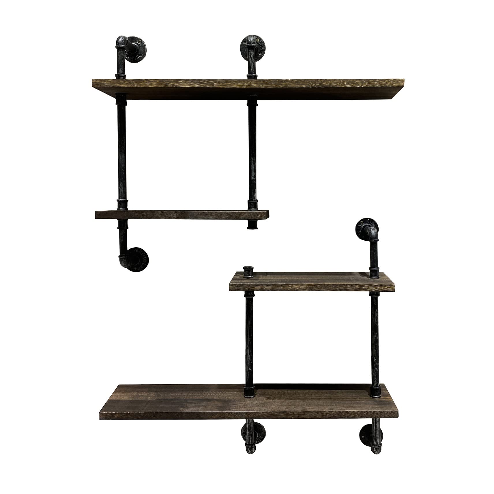 Industrial Pipe Shelf Wall Mounted, Rustic Floating Shelves Wall Shelf Unit Bookshelf Hanging Wall Shelves,Farmhouse Kitchen Bar Shelving (A)