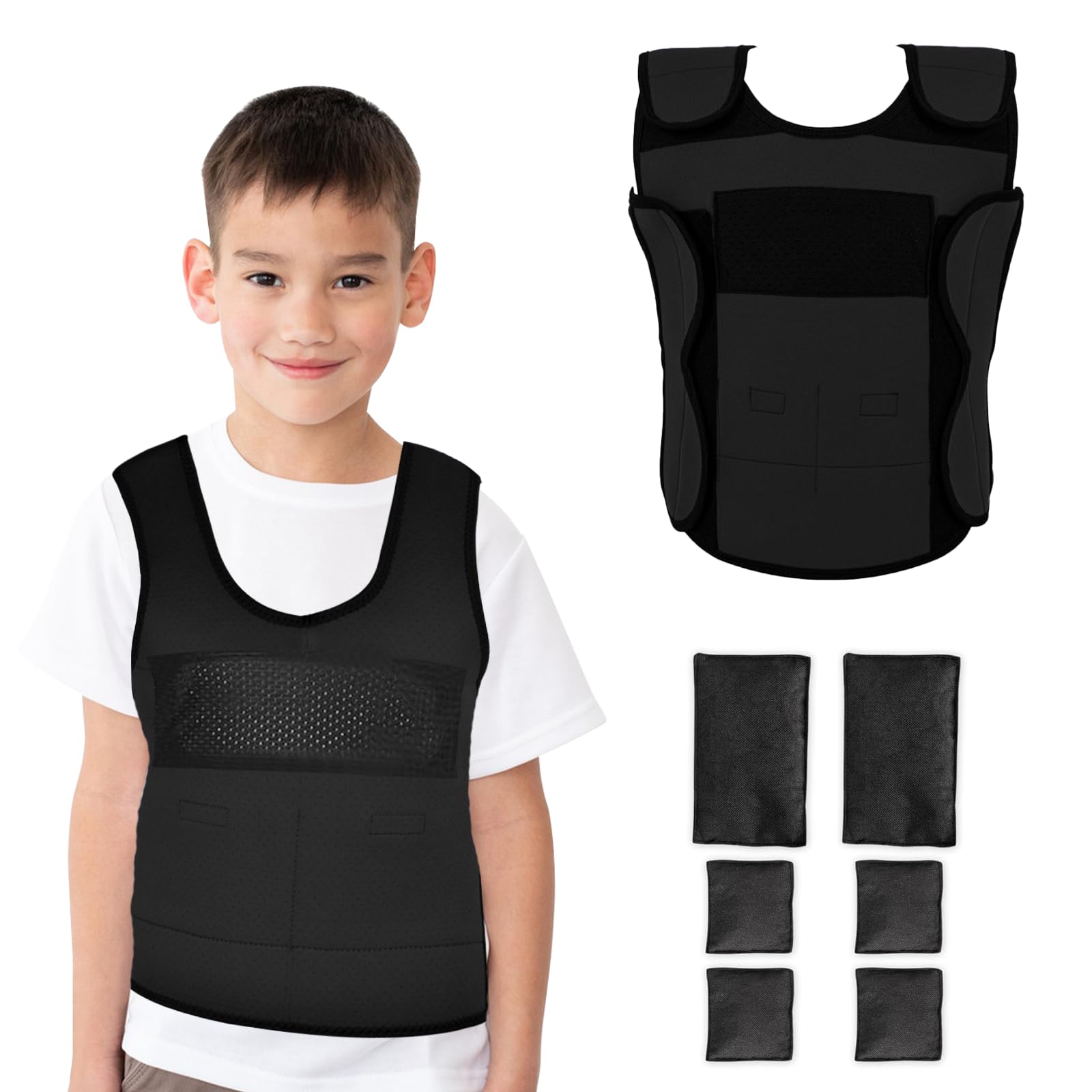 Gilet Lesté pour Enfants, Gilet de Compression Gilet Lesté de Sécurité pour Enfants Souffrant de Surcharge Sensorielle ABR Autisme TDAH SPD SI Veste Lestée 1,3kg Poids Amovible, Bleu Gilet Lesté pour Enfants, Gilet de Compression Gilet Lesté de Sécurité pour Enfants Souffrant de Surcharge Sensorielle ABR Autisme TDAH SPD SI Veste Lestée 1,3kg Poids Amovible, Bleu