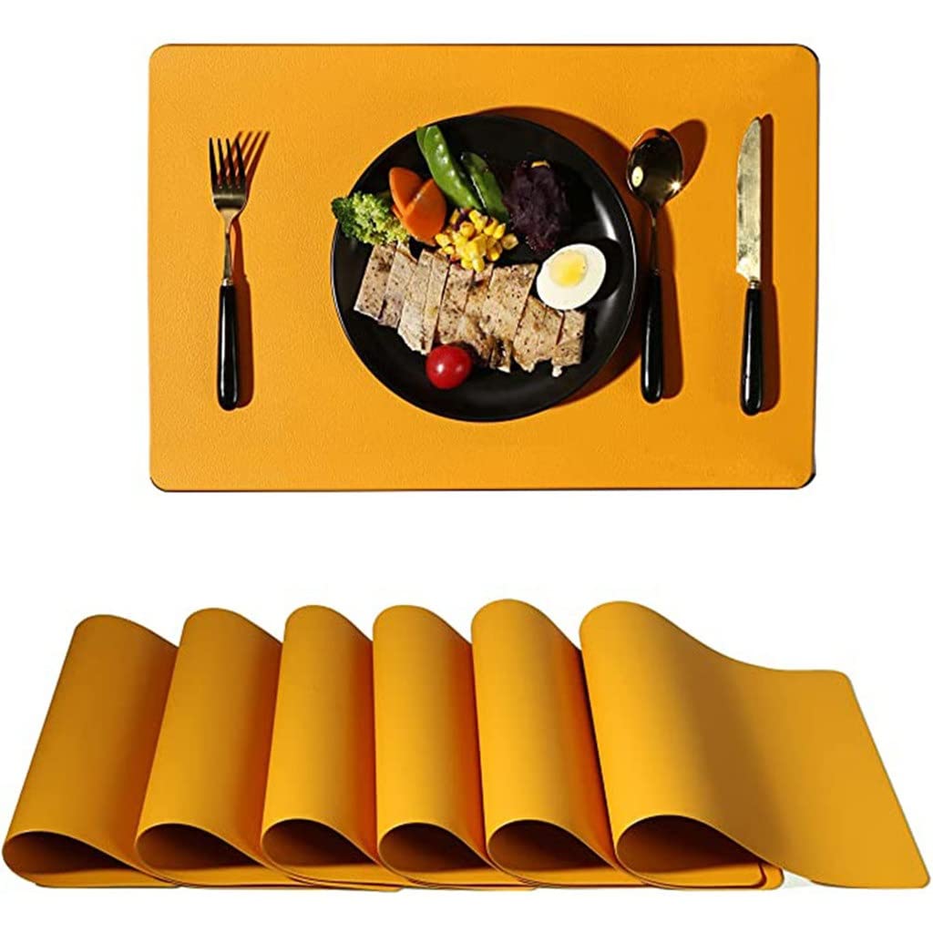 IANSHFKN 6-Piece Set Of Leather Placemats Heat-Insulating Coasters Washable