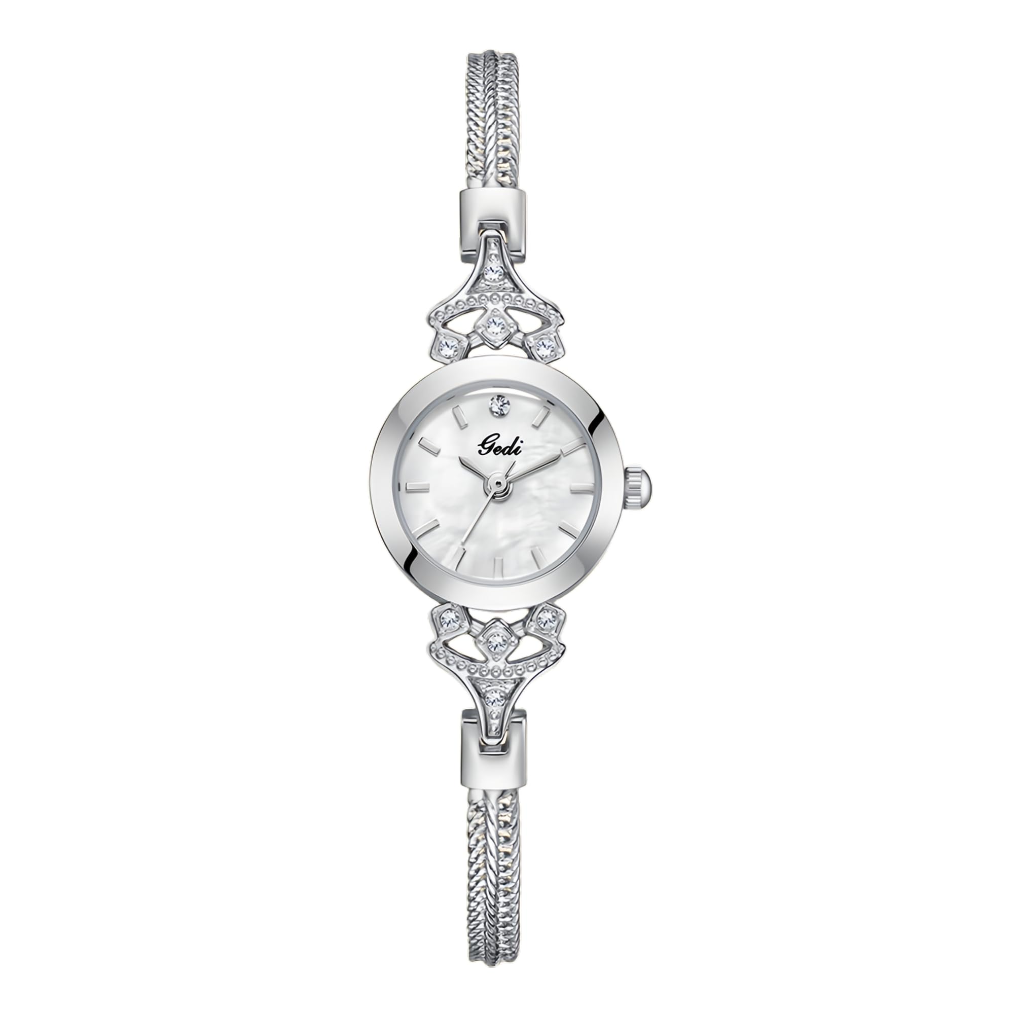 CARLIEN Damen-Armbanduhr, klein, elegant, einfach, Luxus, Strass-Perlen, Quarzuhrwerk, leichte Stahllegierung, Mesh-Armband, modische Damen-Armbanduhr