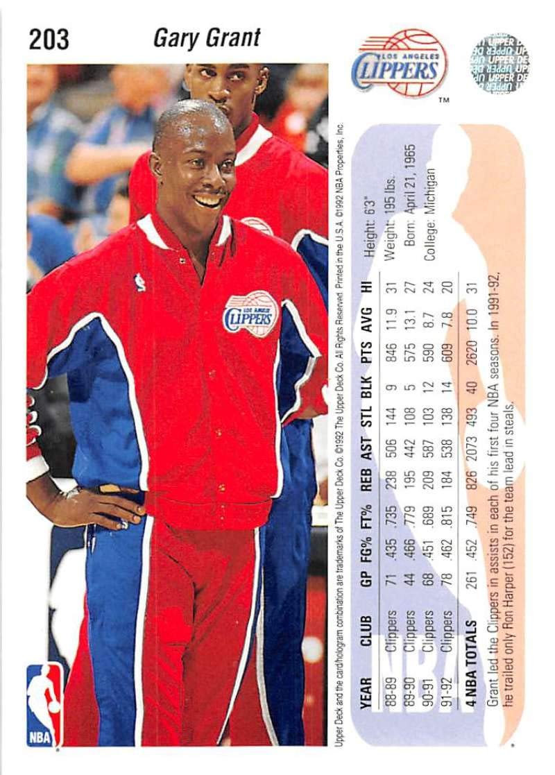 Amazon.com: 1992-93 Upper Deck Basketball #203 Gary Grant Los
