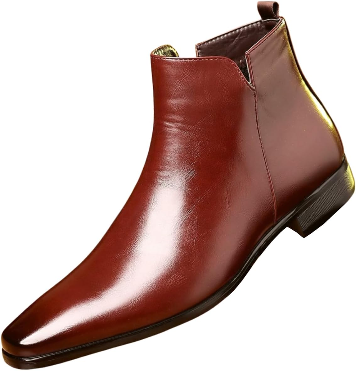 Santimon Men's Leather Chelsea Boots, Slip-On Pointed Toe Ankle Boot for Casual & Formal