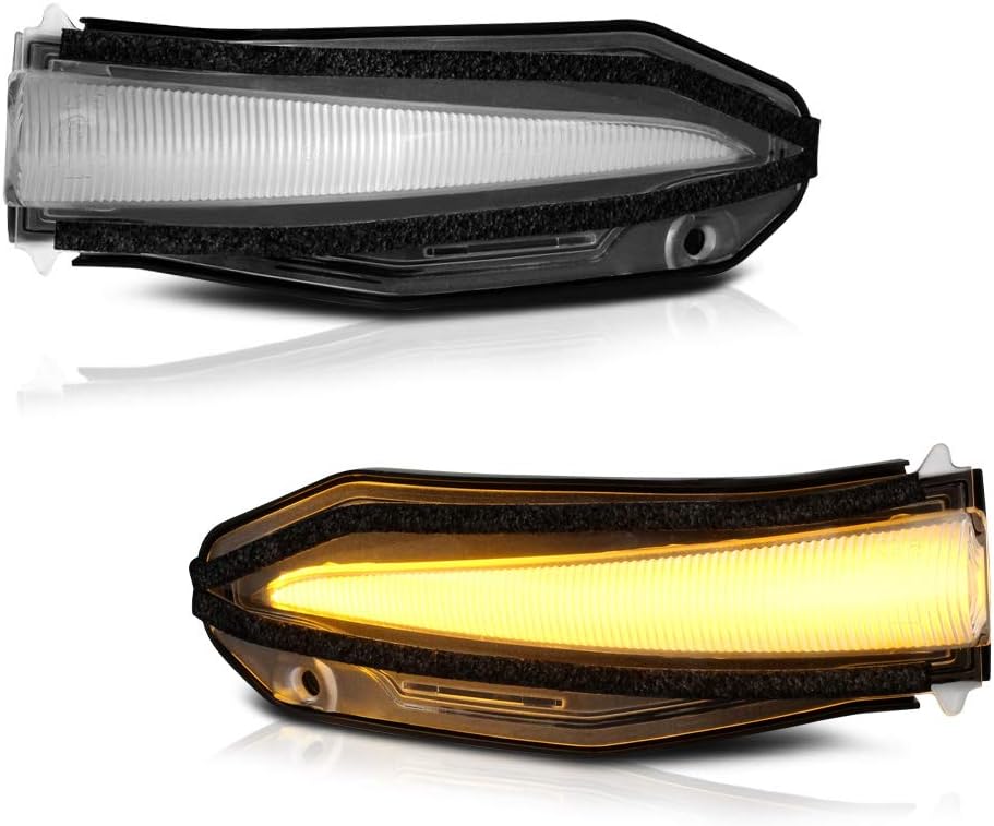 VIPMOTOZ LED Strip Side Mirror Light Turn Signal Indicator Lamp Replacement For 2014-2022 Toyota 4Runner/2013-2018 RAV4, Chrome Housing, Clear Lens, 2-Piece Driver & Passenger Side Set