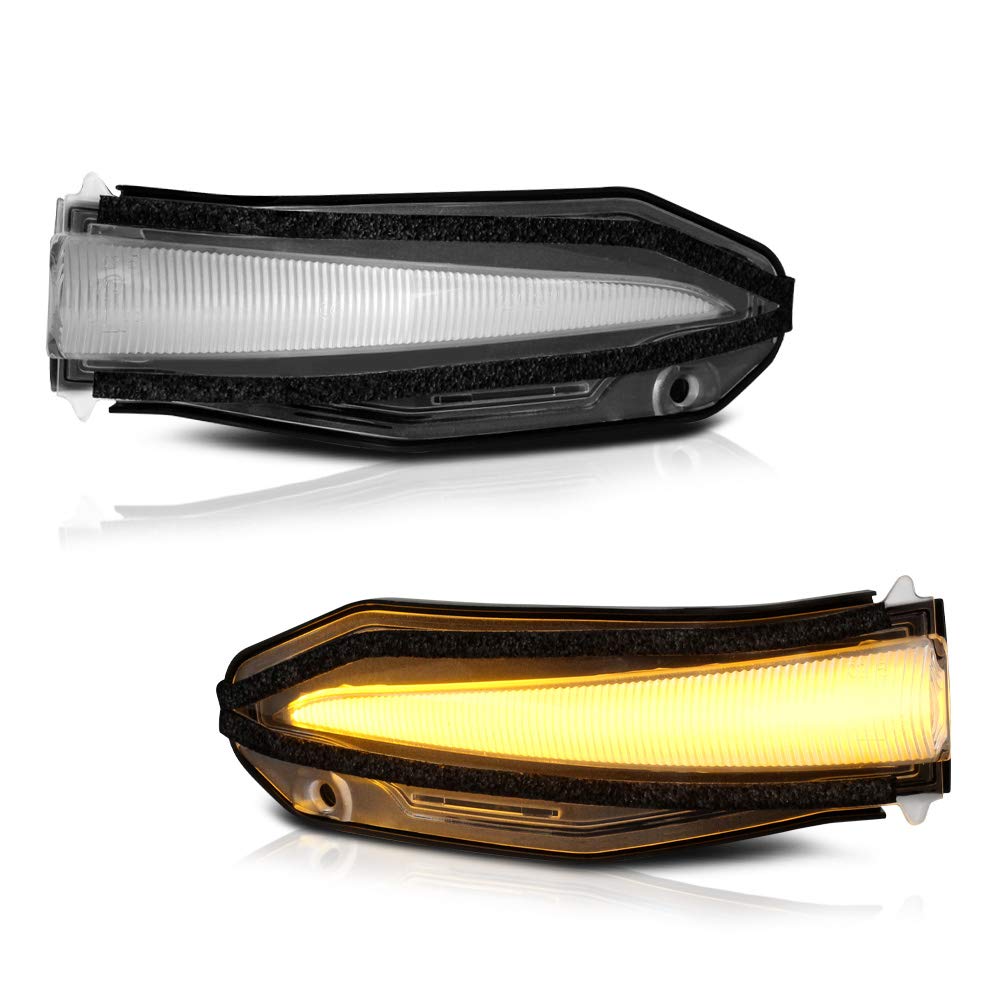 VIPMOTOZ LED Strip Side Mirror Light Turn Signal Indicator Lamp Replacement For 2014-2022 Toyota 4Runner/2013-2018 RAV4, Chrome Housing, Clear Lens, 2-Piece Driver & Passenger Side Set