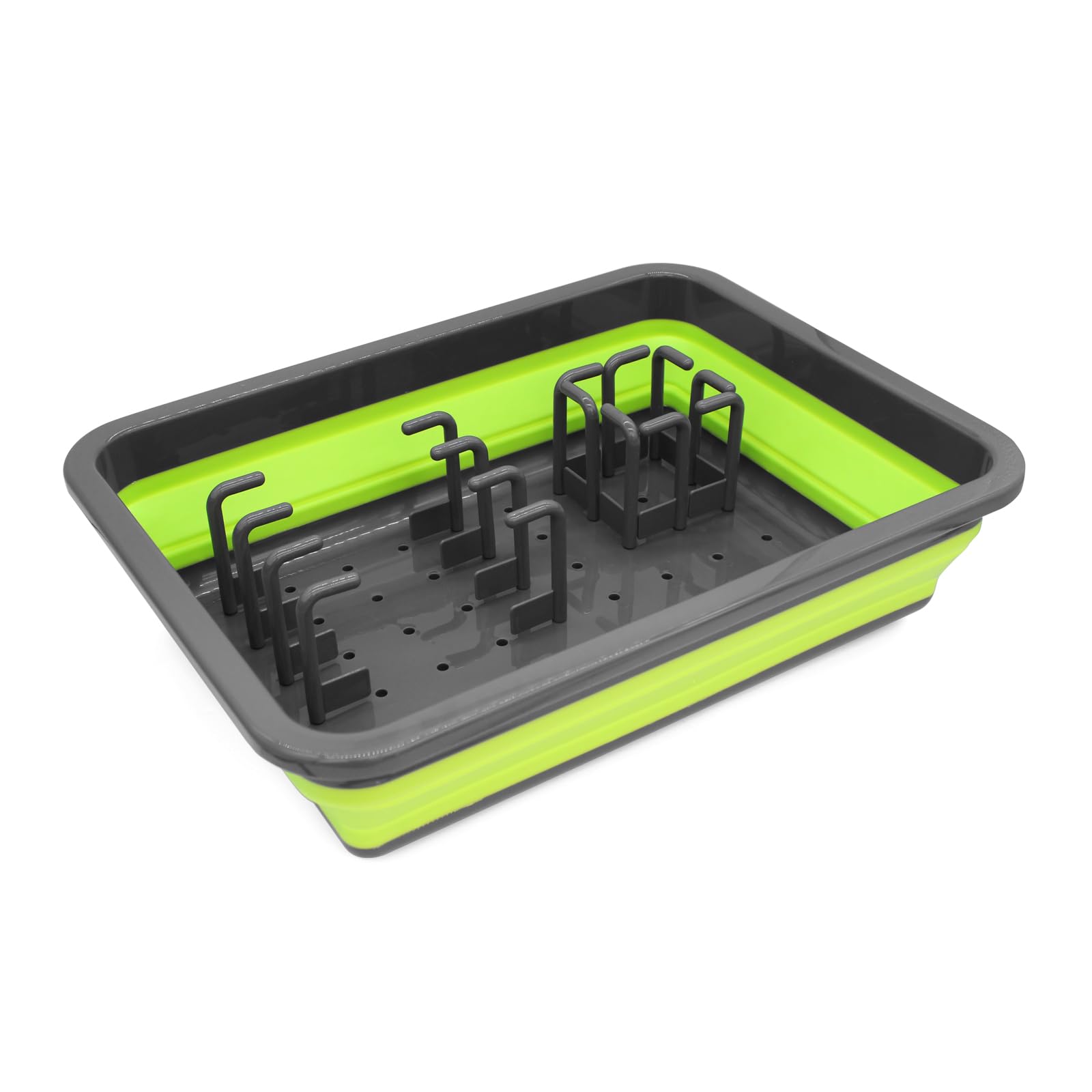 Green Collapsible Dish Rack Drainer Drying Holds Plates Cutlery Bowls Kitchen Camping Caravan Portable