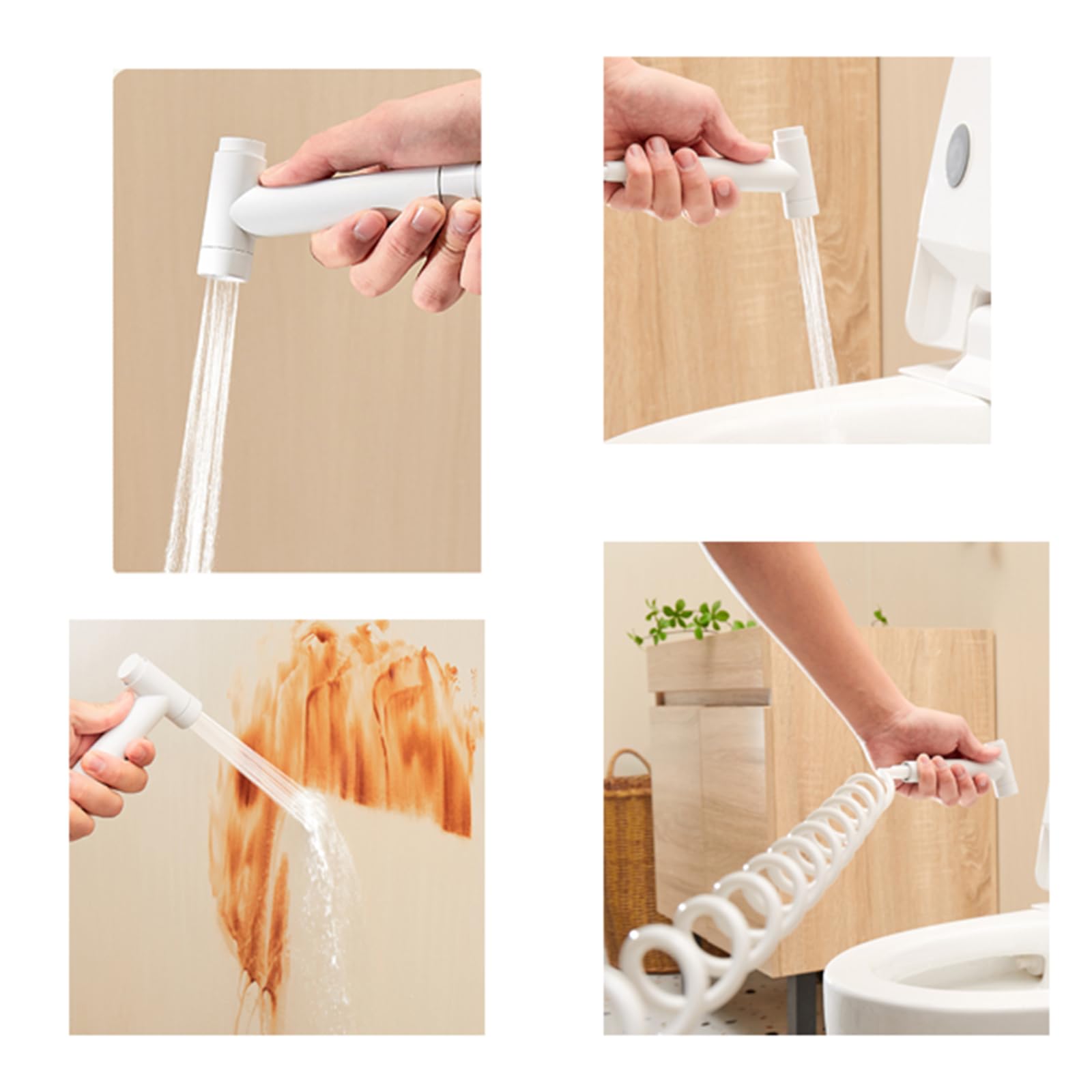Duchas Higienicas para Wc Grifo de Bidet con Manguera 3M de Latón Uno Entra Dos Salen Set Blanco