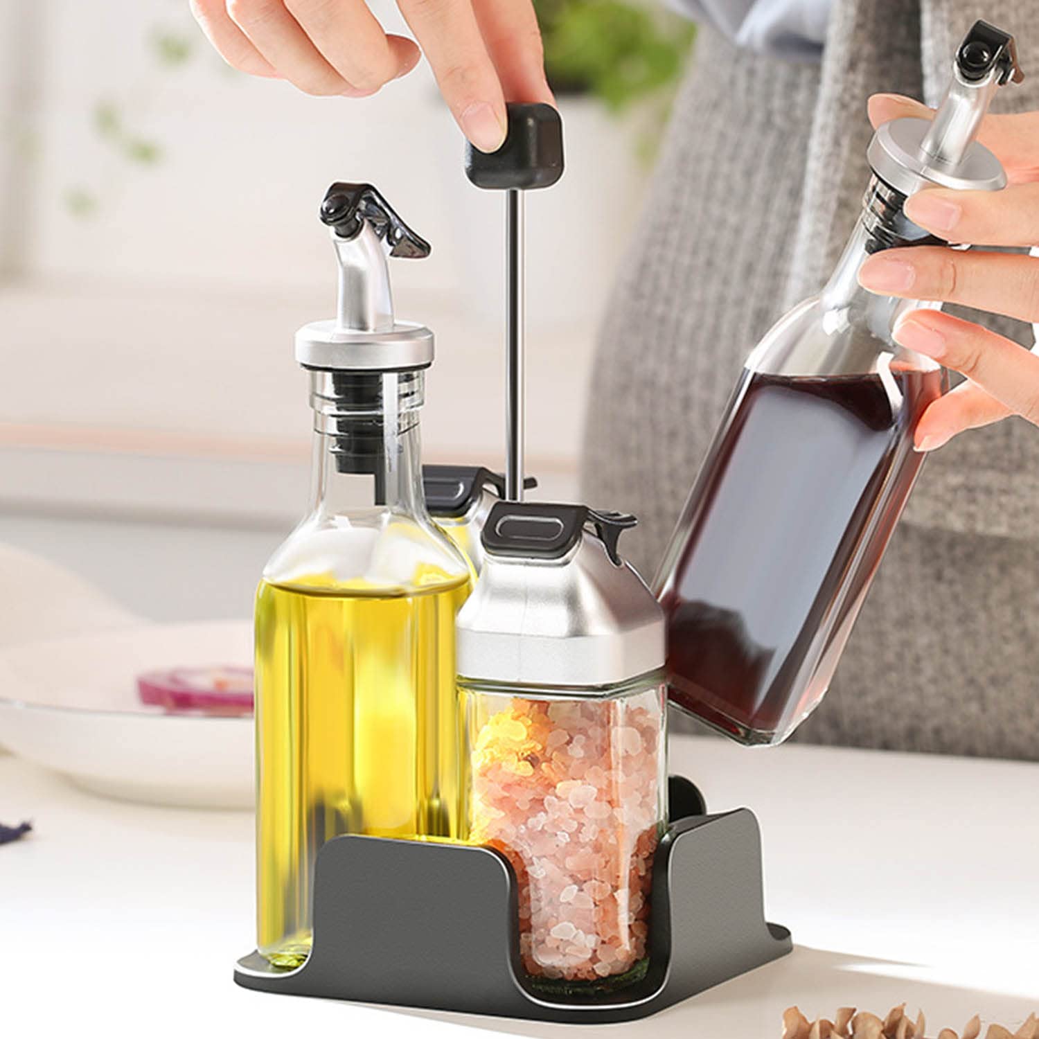 XiaoShenLu Bottiglia dispenser per olio d'oliva, bottiglia di olio in vetro non sgocciola, contenitore per olio vegetale, olio d'oliva, dispenser di olio in Vetro, 170ml