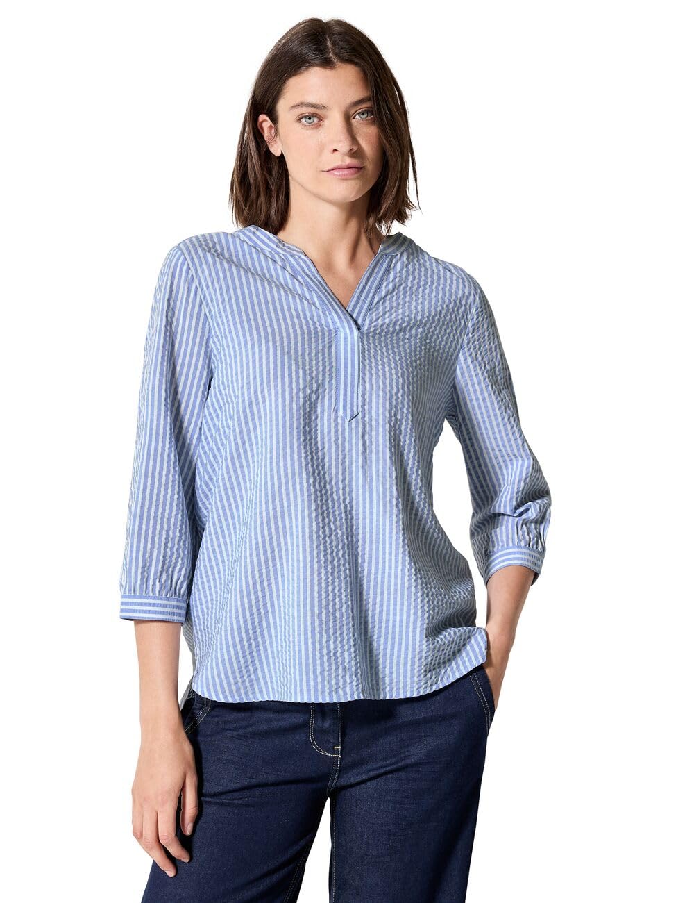 Cecil Damen Gestreifte Seersucker Bluse