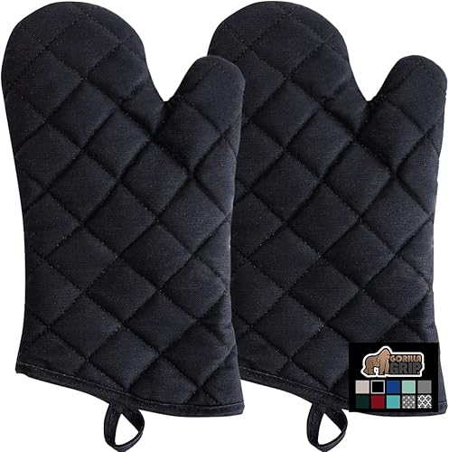 Gorilla Grip Juego de guantes de horno de algodón grueso resistentes al calor, forro acolchado suave, agarraderas de agarre fuerte para sartenes disponible en Yaxa Venezuela