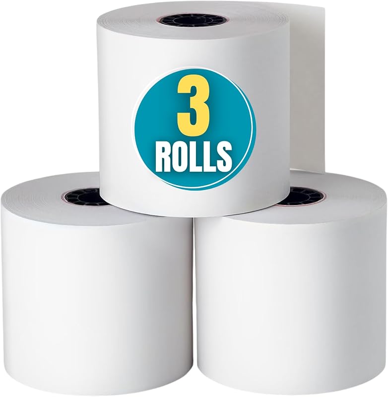Adding Machine/Calculator Roll, 16 lb, 1/2" Core, 2-1/4" x 150 ft, White (3)