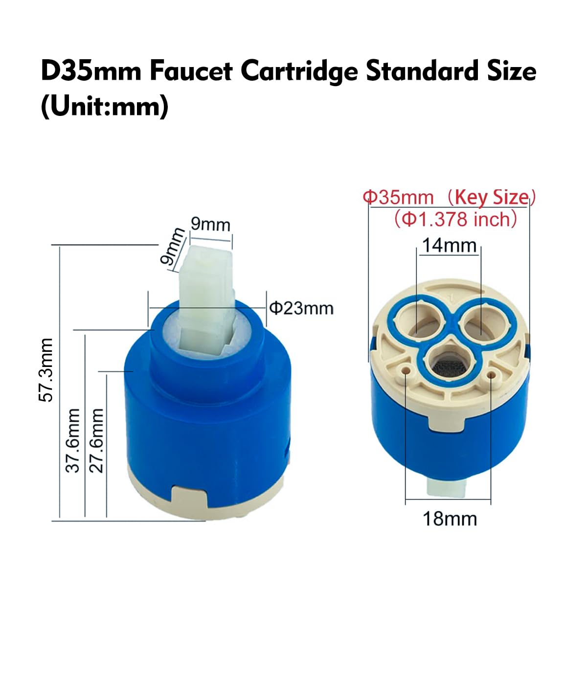 CUPC - Cartucho de repuesto para grifo de 35 mm de diámetro y pierna corta, monomando para grifo de cocina, ducha, válvula de grifo de cerámica para baño