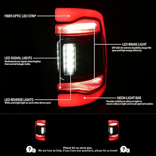 Miniatura 2 de AUTOZENSATION Compatible con Dodge Ram 1500 2500 3500 negro 2009-2018 con barra de tira LED