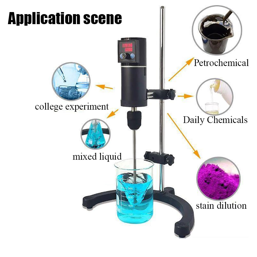 Agitador eléctrico digital superior, agitador de laboratorio de 20 L, velocidad ajustable de 100-2000 rpm, temporizador de 999 minutos, parada automática de sobrecarga para uso médico y químico