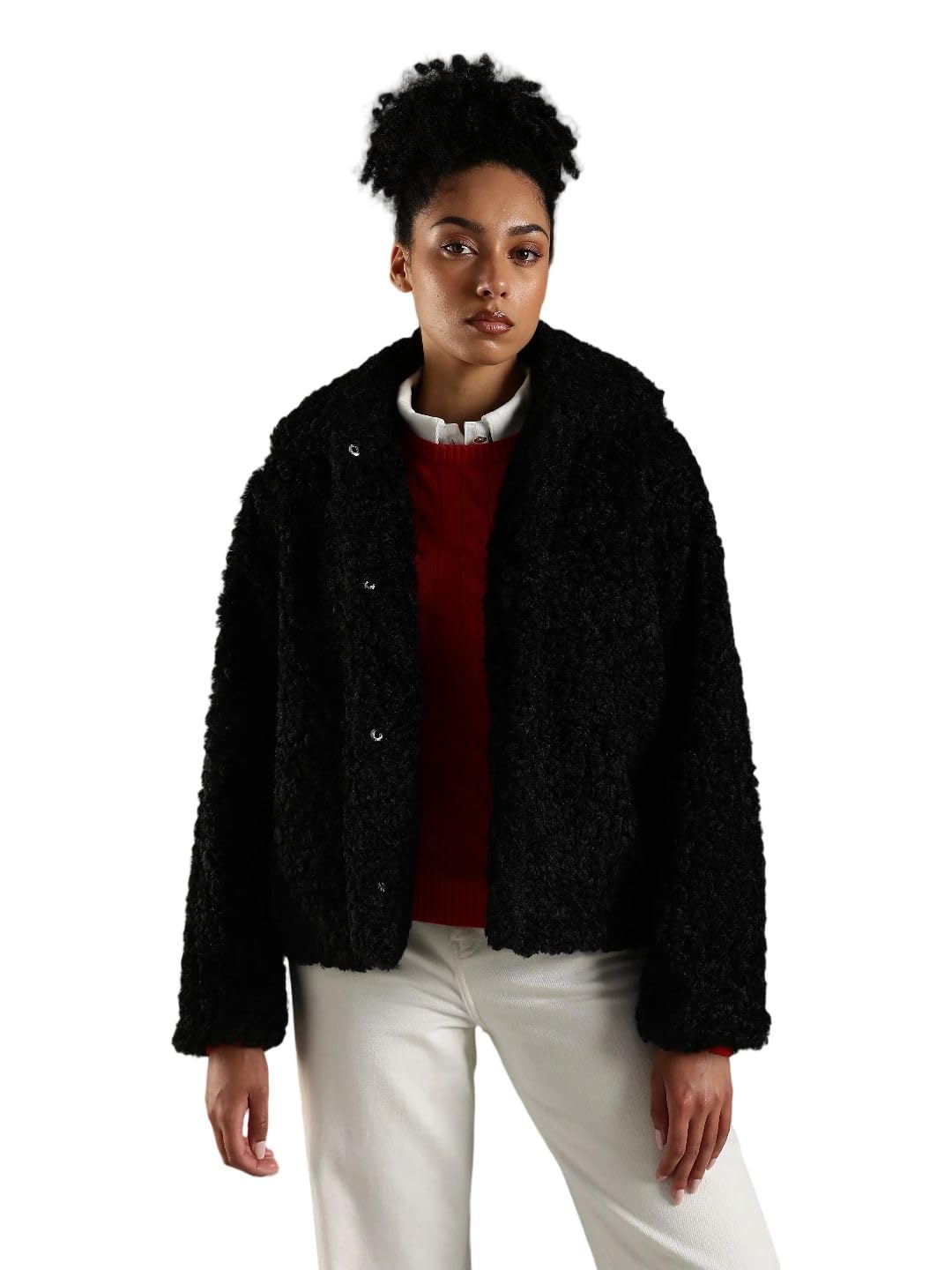 tommy hilfiger Regular fit polyester spread collar fur jacket-picture-36
