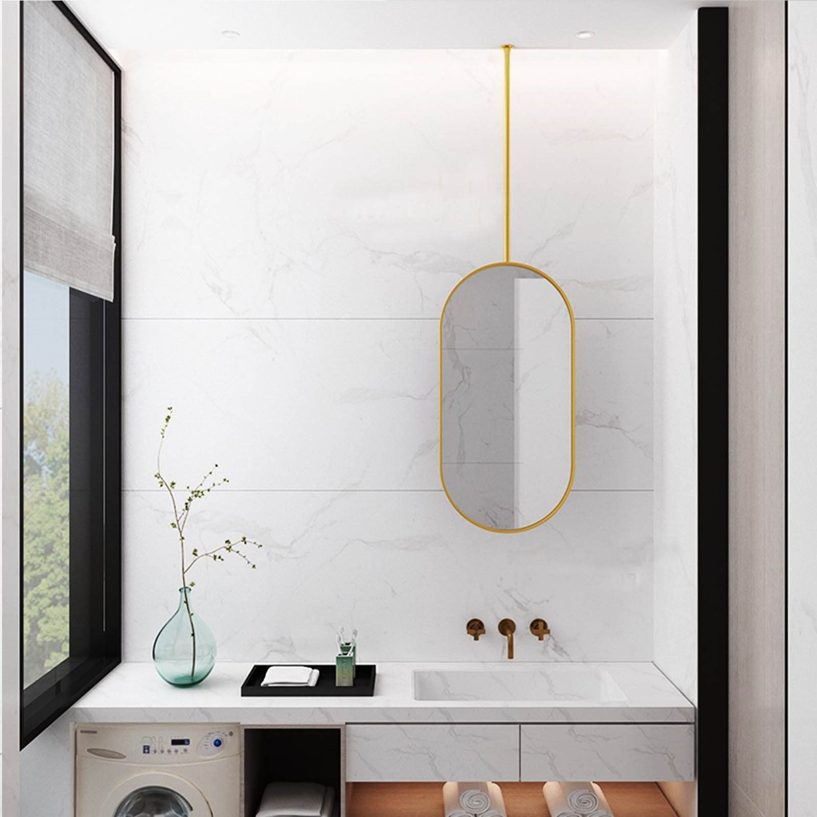 Miroir mural en verre haut de gamme avec cadre en métal suspendu