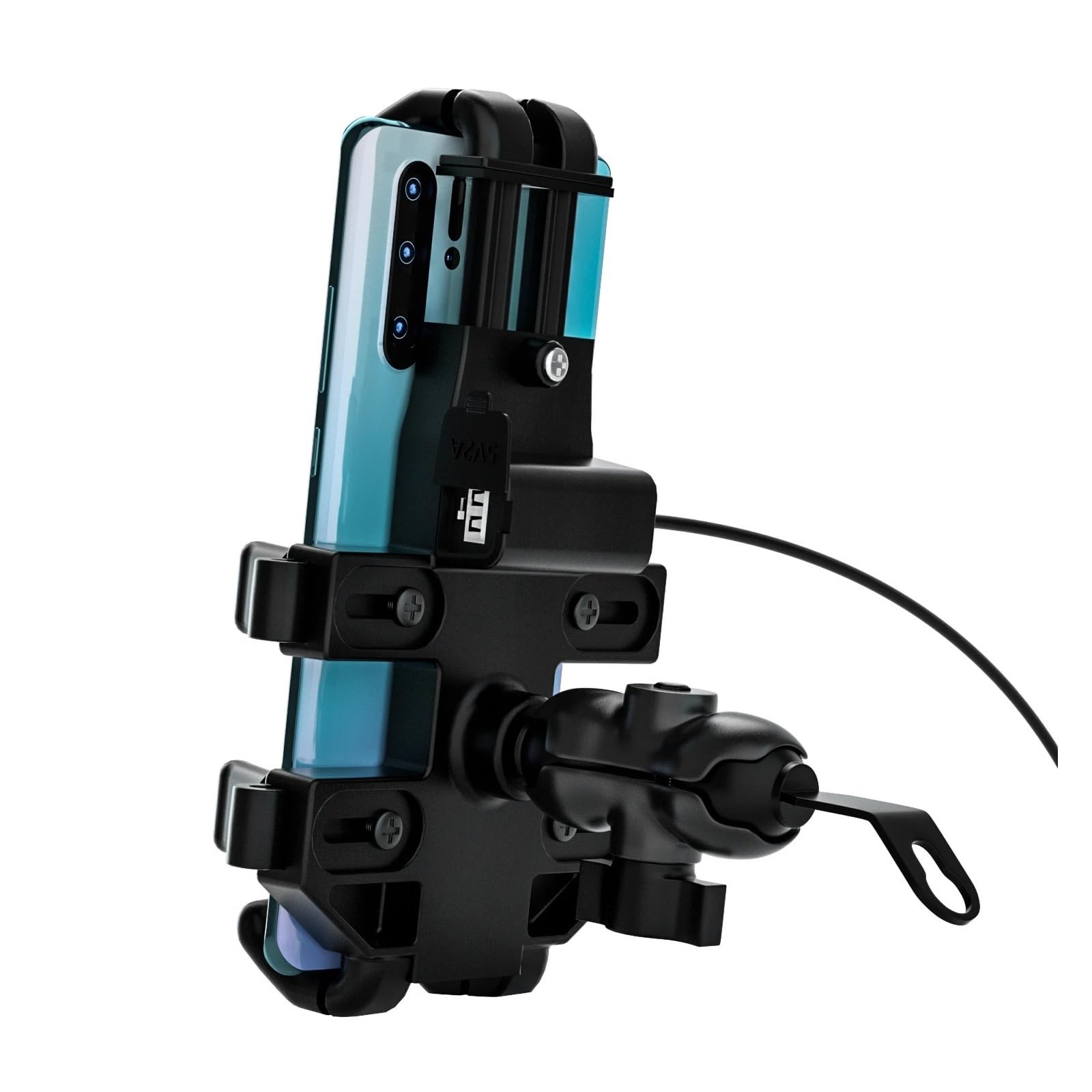 Soportes para Moto Soporte para Teléfono Móvil para Manillar De Motocicleta Resistente Al Agua con Espejos GPS Y Cargador USB