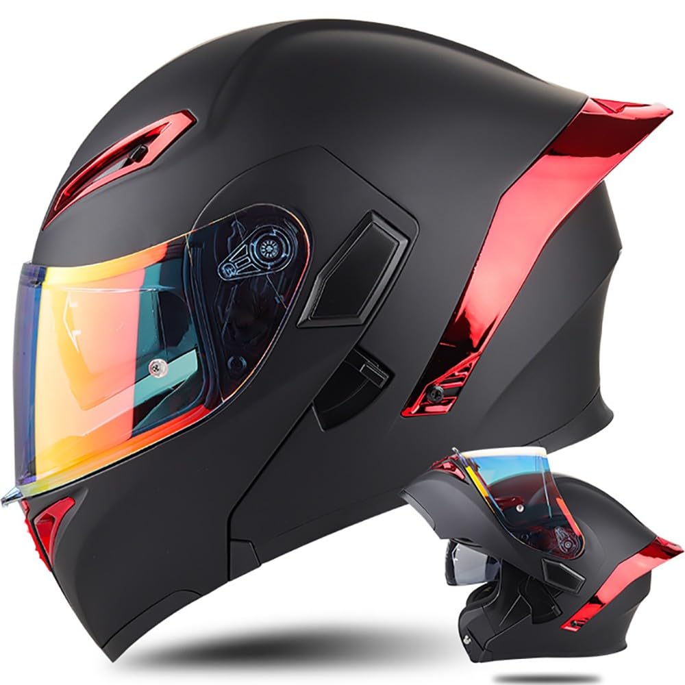 – Modular Motorcycle Helmet Openable Integrated Bluetooth Slot Integral Flip Up Double Visor Modular Motocross Helmets Street Bike DOT ECE Approved for Men Women Modular Helmet Scooter