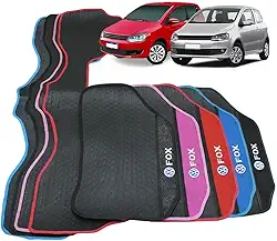Tapete Automotivo Fox 2003 a 2014 Borracha 3 Peças Detalhe em Carpete Personalizado Fox G2 G1 (Vermelho)