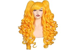 Long Yellow Wig with 2 Ponytails