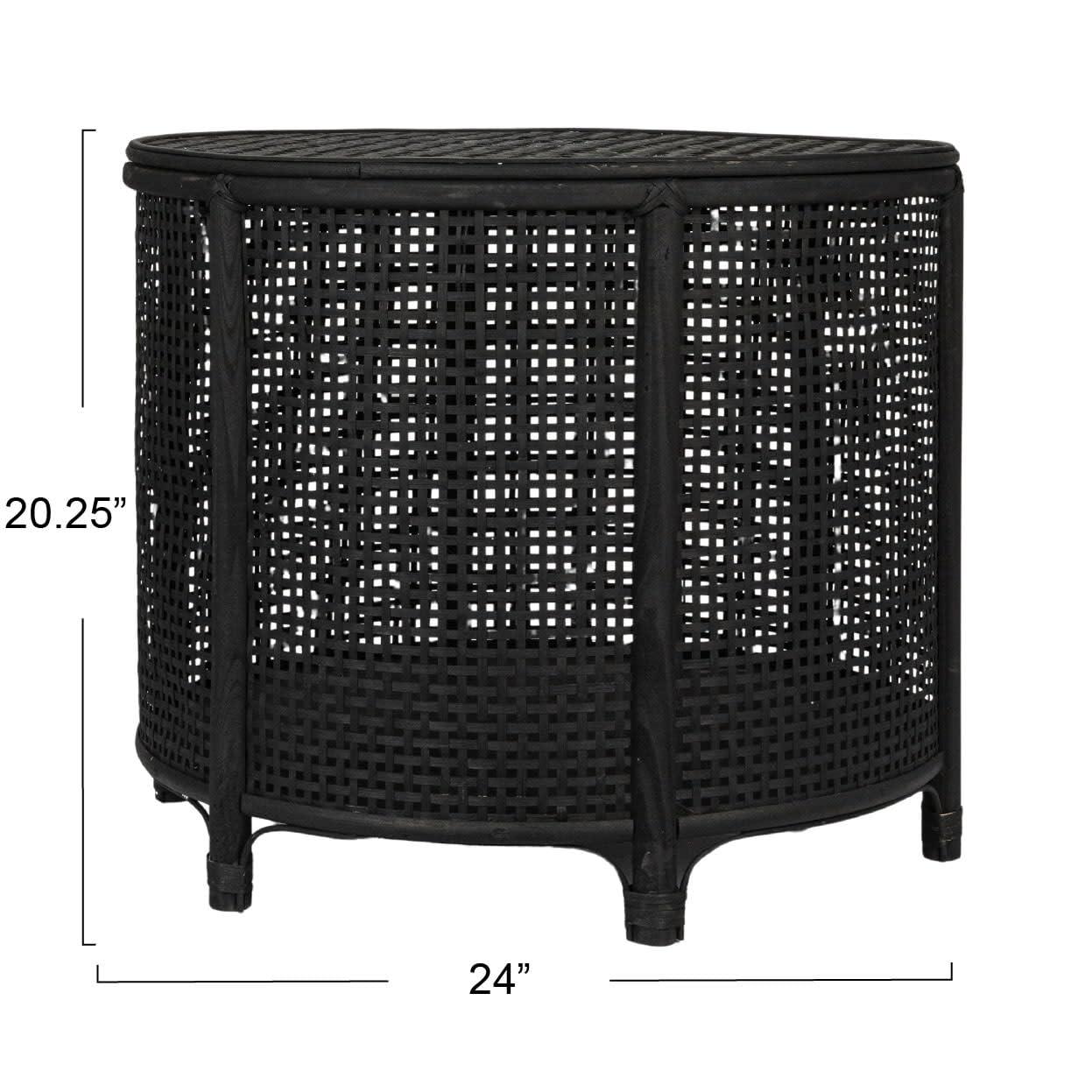 Creative Co-Op Round Bamboo and Rattan Accent Storage Table, Black
