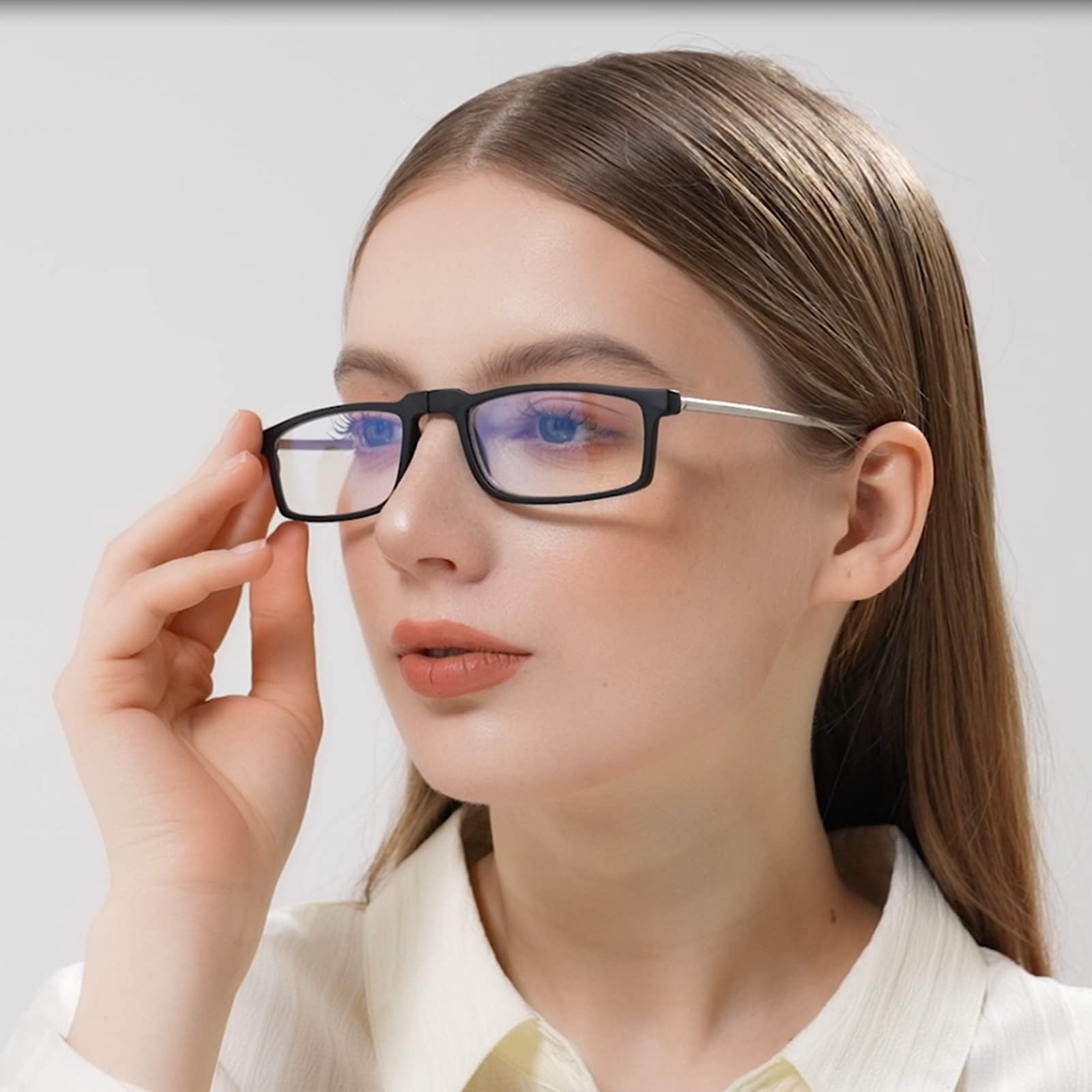 Hubeye Occhiali Da Lettura Pieghevoli Anti luce blu Con Asta Telescopica Scatola Elastica Portatile Ultraleggera alla Moda Per Uomo e Donna 2.50