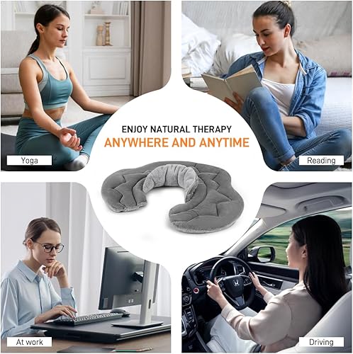 Miniatura 4 de Almohadilla térmica para microondas para cuello y hombros, envoltura térmica húmeda para microondas con peso para aliviar el dolor, tensión muscular