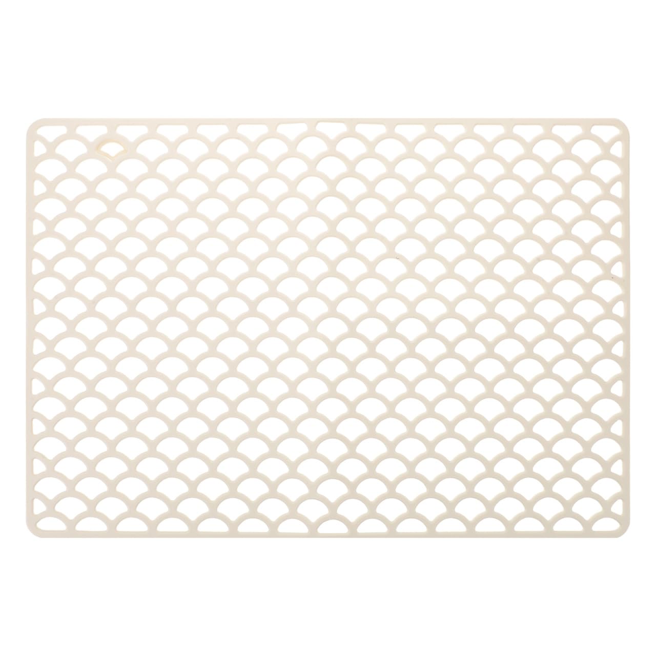 Yardwe Silicone Sink Protector Mat – Heat-Resistant Non-Slip Quick Draining Mat for Bottom of Stainless Steel Porcelain Sink, Beige 46 X 31. 7cm