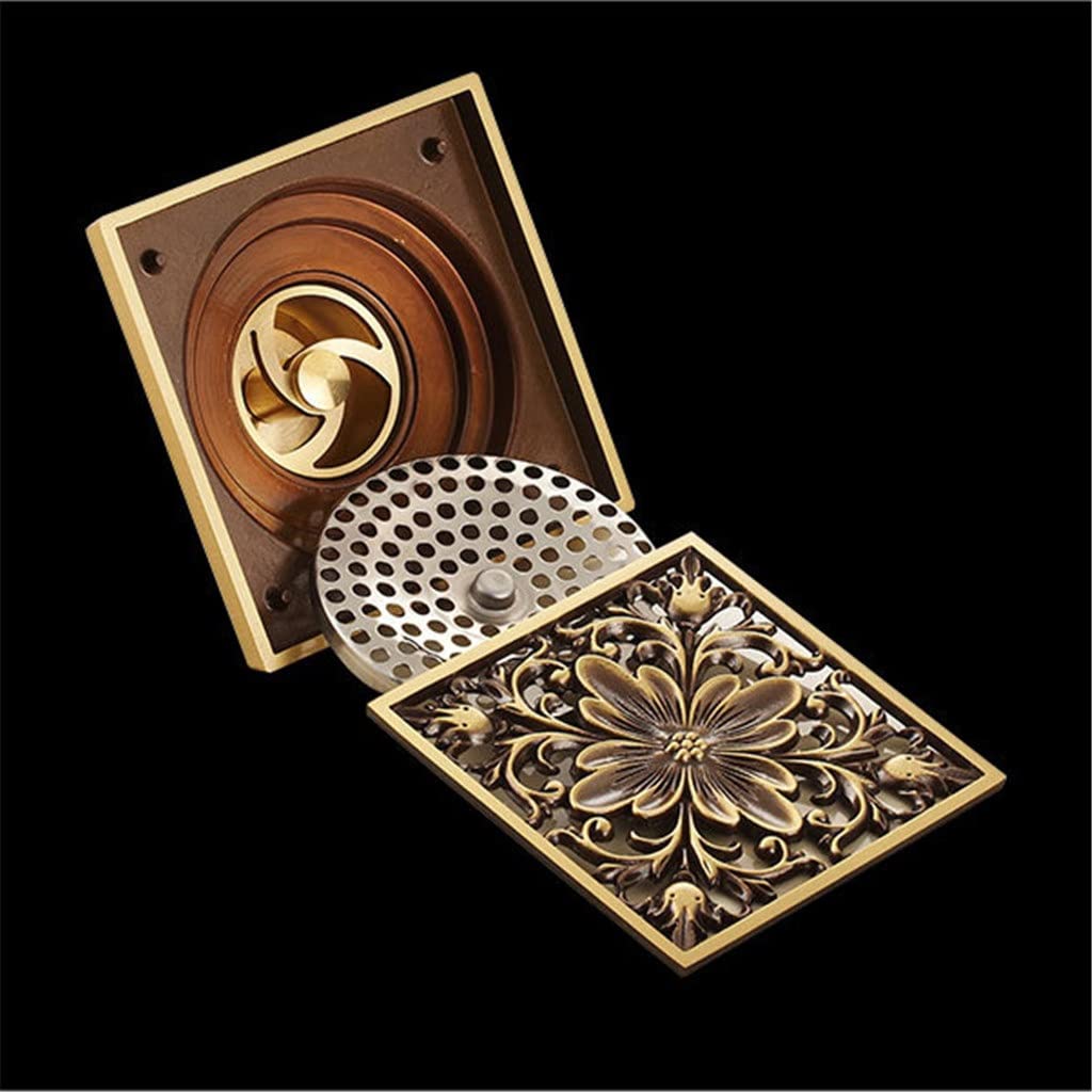 Italiano: 10 * 10 cm Quadrato Antique Brass Art Art Scolpito Bagno Drepidi Doccia Drains Strainer Capelli Dracca da Bagno(I)