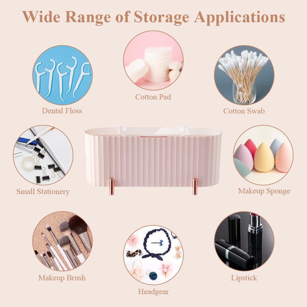 Porta Cotone Idrofilo 3 Scomparti Con Coperchio E Supporto, In ABS - Organizer Per Tamponi, Struccanti E Beauty Egg - Bianco - 2