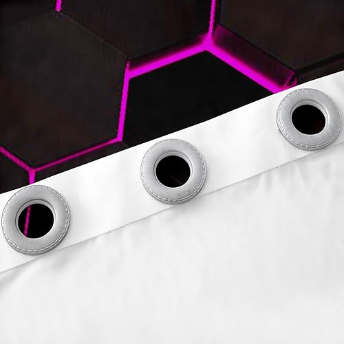 Miniatura 5 de Cortinas geométricas de panal para ventana de adolescentes y mujeres adultas, cortinas rosadas y azules para dormitorio, cortinas hexagonales para