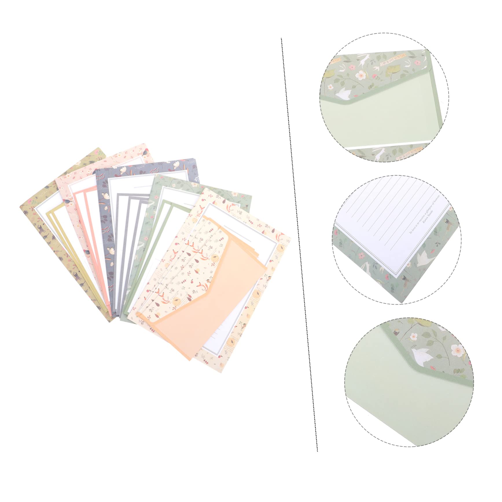 Set de Papier à Lettre A5 Enveloppes Vintage Motif Floral Lot de 5 Ensembles