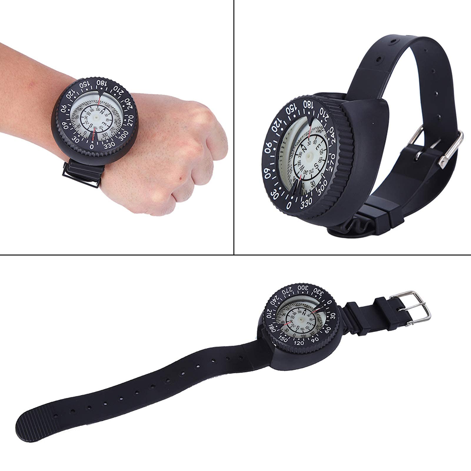 Brújula de la muñeca, brújula de Reloj Impermeable tamaño Mini para el Buceo Pesca submarina Pesca Senderismo Actividades al Aire y piragüismo Kayak con Snorkel