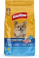 Ração Baw Waw para cães adultos Sênior pequenos e minis sabor Carne, Frango e Arroz - 10.1kg